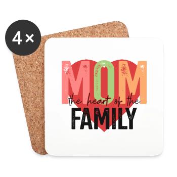 Maman Le Cœur de la Famille Cadeau - Dessous de verre (lot de 4) - blanc - Devant