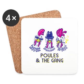 Poules and the Gang - Dessous de verre (lot de 4) - blanc - Devant