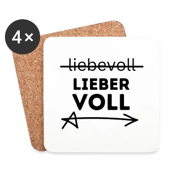 liebevoll - lieber voll - Funshirt - Saufshirt - Untersetzer (4er-Set) - Weiß - Vorne