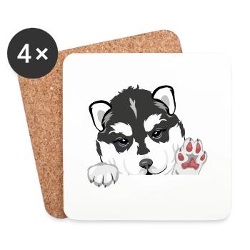 Willkommener lugender Husky-Welpe - Untersetzer (4er-Set) - Weiß - Vorne