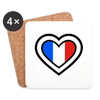 France Sport Teams Heart - Coasters (set of 4) - white - Front