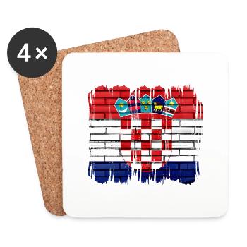 Kroatien hrvatska kroatien hrv hr zagreb geteilte Flagge - Untersetzer (4er-Set) - Weiß - Vorne