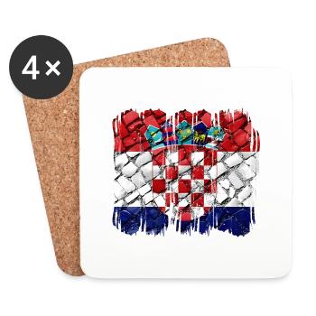 Kroatien hrvatska kroatien hrv hr zagreb geteilte Flagge - Untersetzer (4er-Set) - Weiß - Vorne