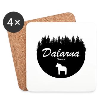 Dalécarlie Dala Cheval Suède Vacances Autocollant Nord - Dessous de verre (lot de 4) - blanc - Devant