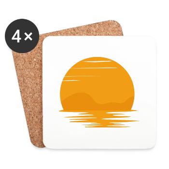 Retro Sunset Rays Wavy - Coasters (set of 4) - white - Front