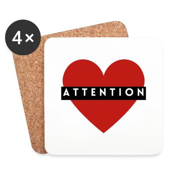 Attention Heart Band - Coasters (set of 4) - white - Front