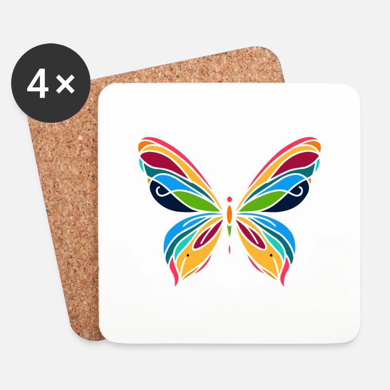 Schmetterling - Untersetzer (4er-Set) - Weiß