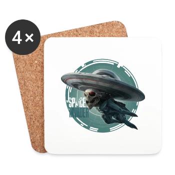 ALIEN UFO, SPACE INVANDER - Coasters (set of 4) - white - Front