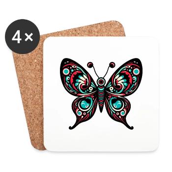 Frog, Psychedelic, Mushrooms, Art, Surreal, Color - Coasters (set of 4) - white - Front