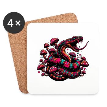Serpent psychédélique aux champignons - Dessous de verre (lot de 4) - blanc - Devant
