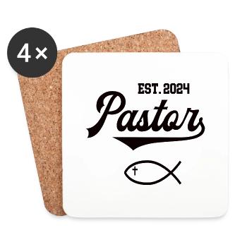 Pastor est 2024 Fisch Symbol Christentum Kirche - Untersetzer (4er-Set) - Weiß - Vorne