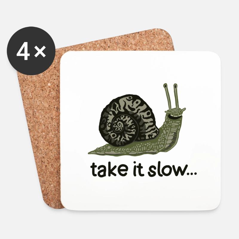 Schneck (Take it slow) - Untersetzer (4er-Set) - Weiß