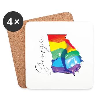 Georgia (USA) | echte Flagge | LGBTQIA+ Script - Untersetzer (4er-Set) - Weiß - Vorne