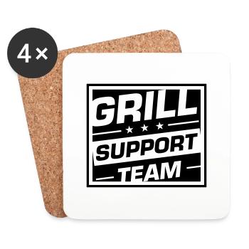 Grill Support Team Grillen Spruch - Untersetzer (4er-Set) - Weiß - Vorne