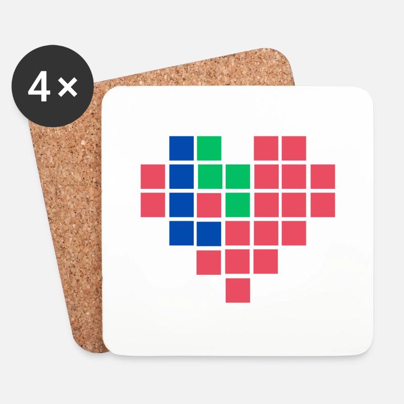 Pixel-Herz - Untersetzer (4er-Set) - Weiß