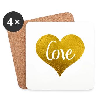 L’amour gagne - Dessous de verre (lot de 4) - blanc - Devant