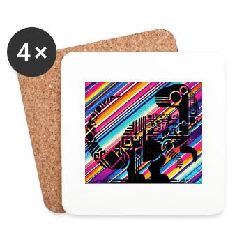 Dino - Dessous de verre (lot de 4) - blanc - Devant