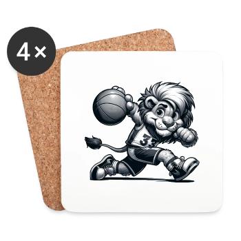 Mignon joueur de basket-ball Lion - Dessous de verre (lot de 4) - blanc - Devant