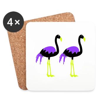 Flamants roses - Dessous de verre (lot de 4) - blanc - Devant