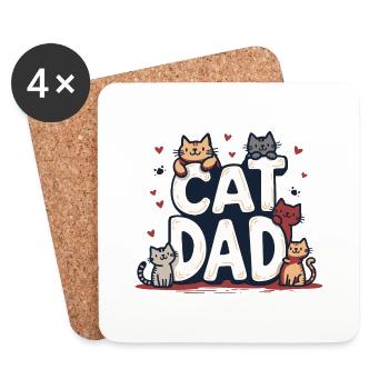 CHAT DAD - Dessous de verre (lot de 4) - blanc - Devant