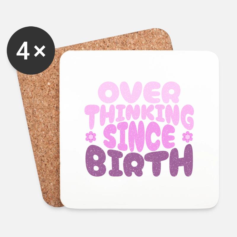 Overthinking since birth in pink - Coasters (set of 4) - white