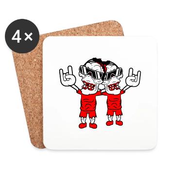 2 DJ Zombies Undead Horror Halloween Party Friends - Coasters (set of 4) - white - Front