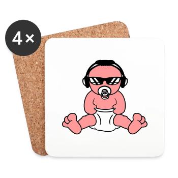 Baby Cool Seated DJ Cute Toddler Party Fun - Coasters (set of 4) - white - Front