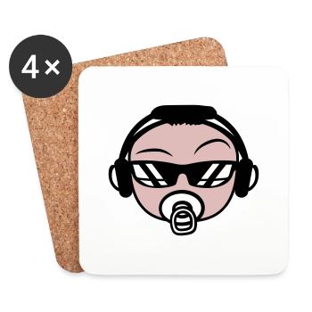 Cool DJ Bébé Mignon Enfant Visage Tête de Fête - Dessous de verre (lot de 4) - blanc - Devant