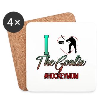 J’adore le gardien de but #hockeymom 4 - Dessous de verre (lot de 4) - blanc - Devant