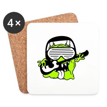 Cool Party Monster Alien Plays Guitar Music - Coasters (set of 4) - white - Front