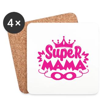 Super maman - Dessous de verre (lot de 4) - blanc - Devant