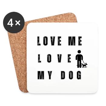 Liebe mich, liebe meinen Hund - Untersetzer (4er-Set) - Weiß - Vorne