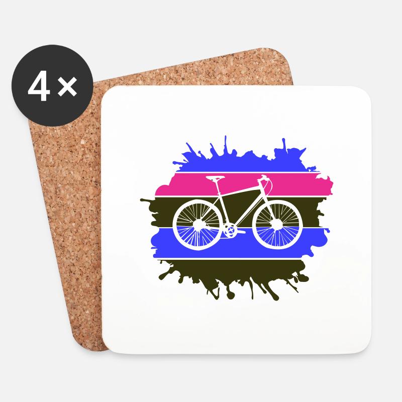 fahrrad rad klecks - Untersetzer (4er-Set) - Weiß