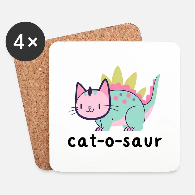 Cat-O-Saur - Coasters (set of 4) - white