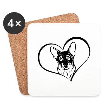 German Shepherd in the heart - Coasters (set of 4) - white - Front