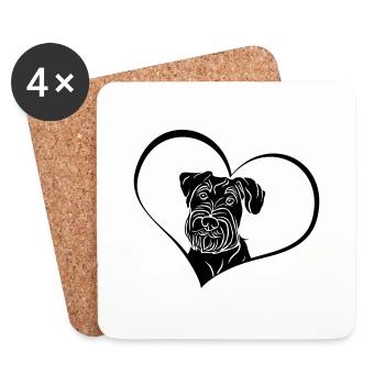 Mittelschnauzer im Herz - Untersetzer (4er-Set) - Weiß - Vorne