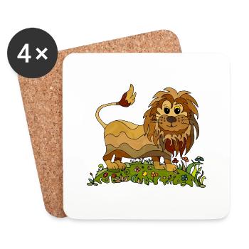 Lion - Dessous de verre (lot de 4) - blanc - Devant