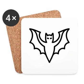 Contour de chauve-souris mystique pour Halloween - Dessous de verre (lot de 4) - blanc - Devant