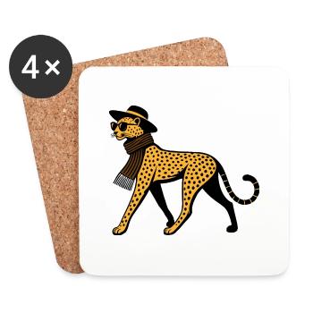 Leoparden-Chic - Untersetzer (4er-Set) - Weiß - Vorne