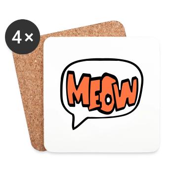 Meow Katze Miau Buchstaben Sprechblase Text Zitat - Untersetzer (4er-Set) - Weiß - Vorne