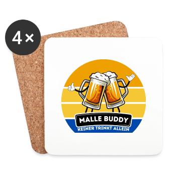 Malle Buddy Shirt - Untersetzer (4er-Set) - Weiß - Vorne