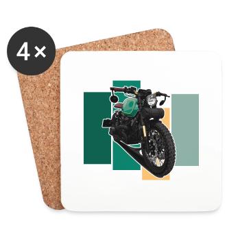 Bobber // Custom // Motorcycle - Coasters (set of 4) - white - Front
