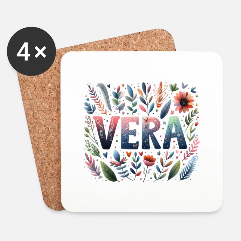 Vera Name Vorname Watercolor - Untersetzer (4er-Set) - Weiß