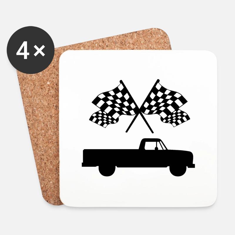 Auto - Untersetzer (4er-Set) - Weiß