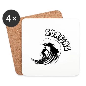 Surf Planche de surf Surfeur Sports nautiques - Dessous de verre (lot de 4) - blanc - Devant