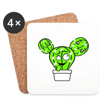 Cactus Cacti Face Prickly Funny Grimace - Coasters (set of 4) - white - Front