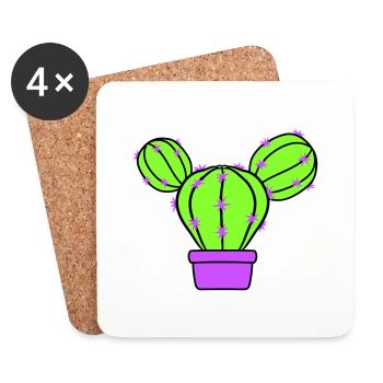 Small Cactus Spines Desert Cacti Flower Pot - Coasters (set of 4) - white - Front