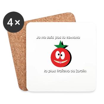 🍅 Pas la Tomate la Plus Fraîche du Jardin ! 🍅 - Dessous de verre (lot de 4) - blanc - Devant