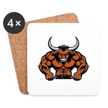 Bande dessinée Muscles Taureau - Dessous de verre (lot de 4) - blanc - Devant
