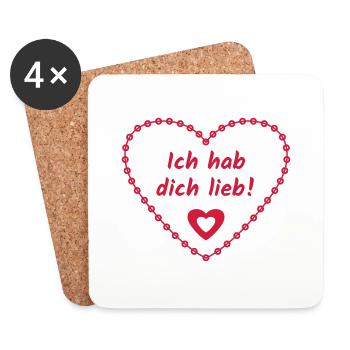 Coeur en glaçage - Dessous de verre (lot de 4) - blanc - Devant